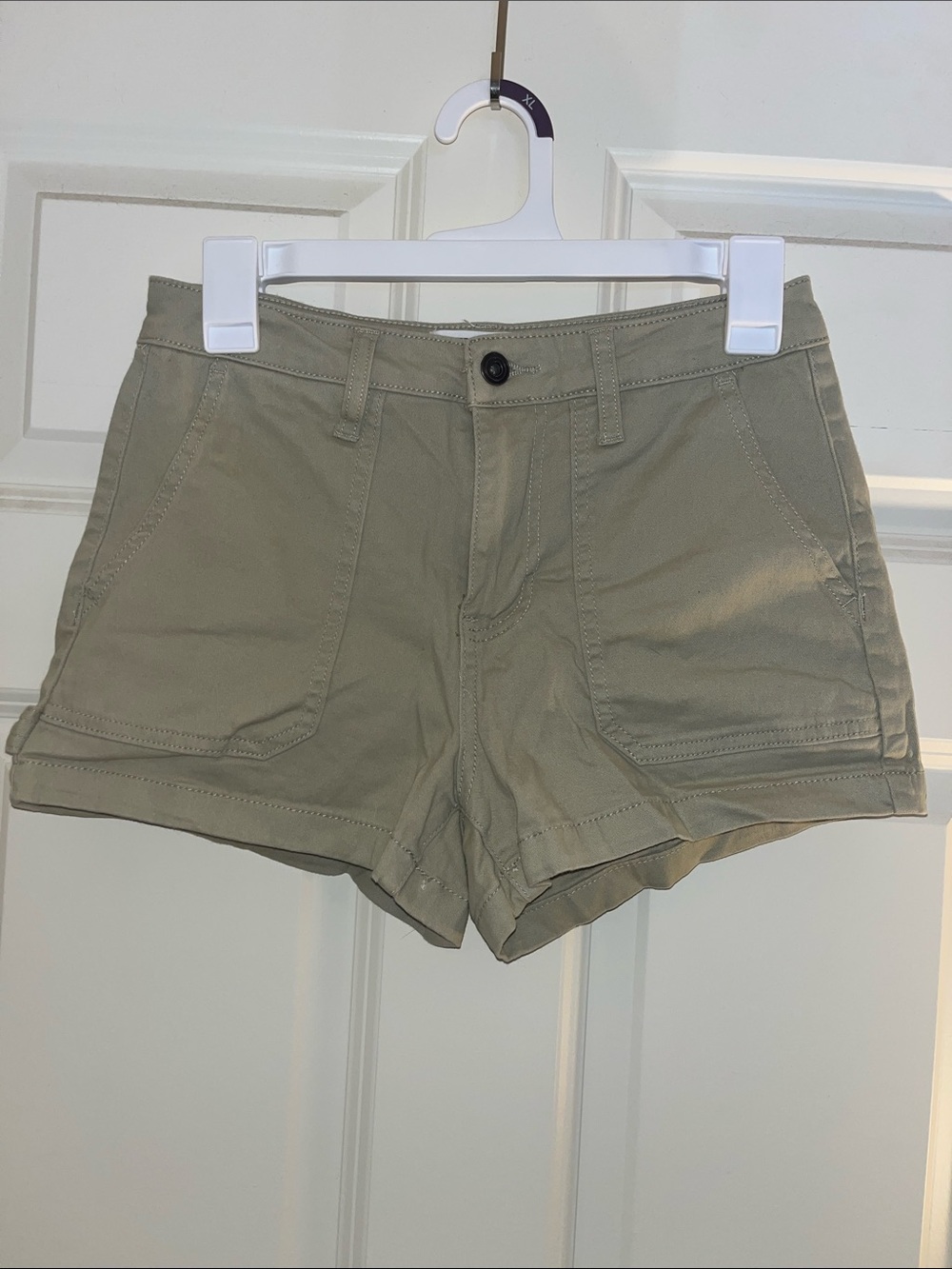 Olive Green High Rise Utility Shorts